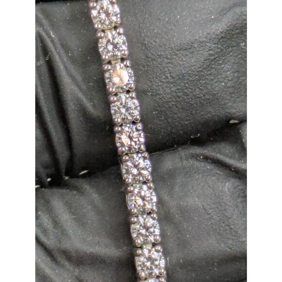 925 Sterling Silver CZ Tennis Bracelet 6.75" China Round Prong Clear - Picture 5 of 7